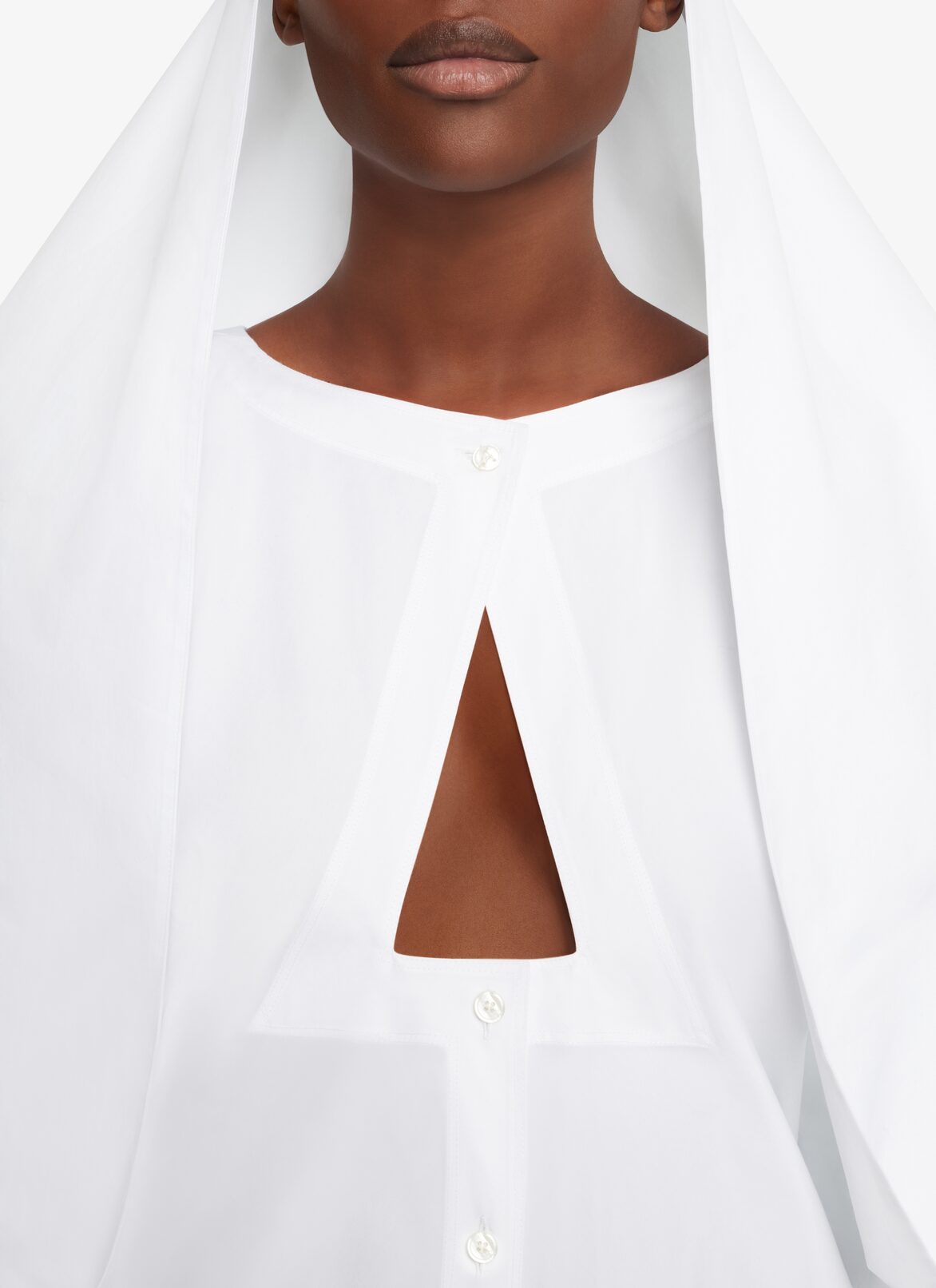 SLEEVELESS HOODED JAPANESE POPLIN DRESS ALAÏA WHITE SLEEVELESS HOODED JAPANESE POPLIN DRESS